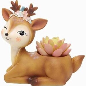 Resin Baby Deer Decorative Planter for Home & Kids Room