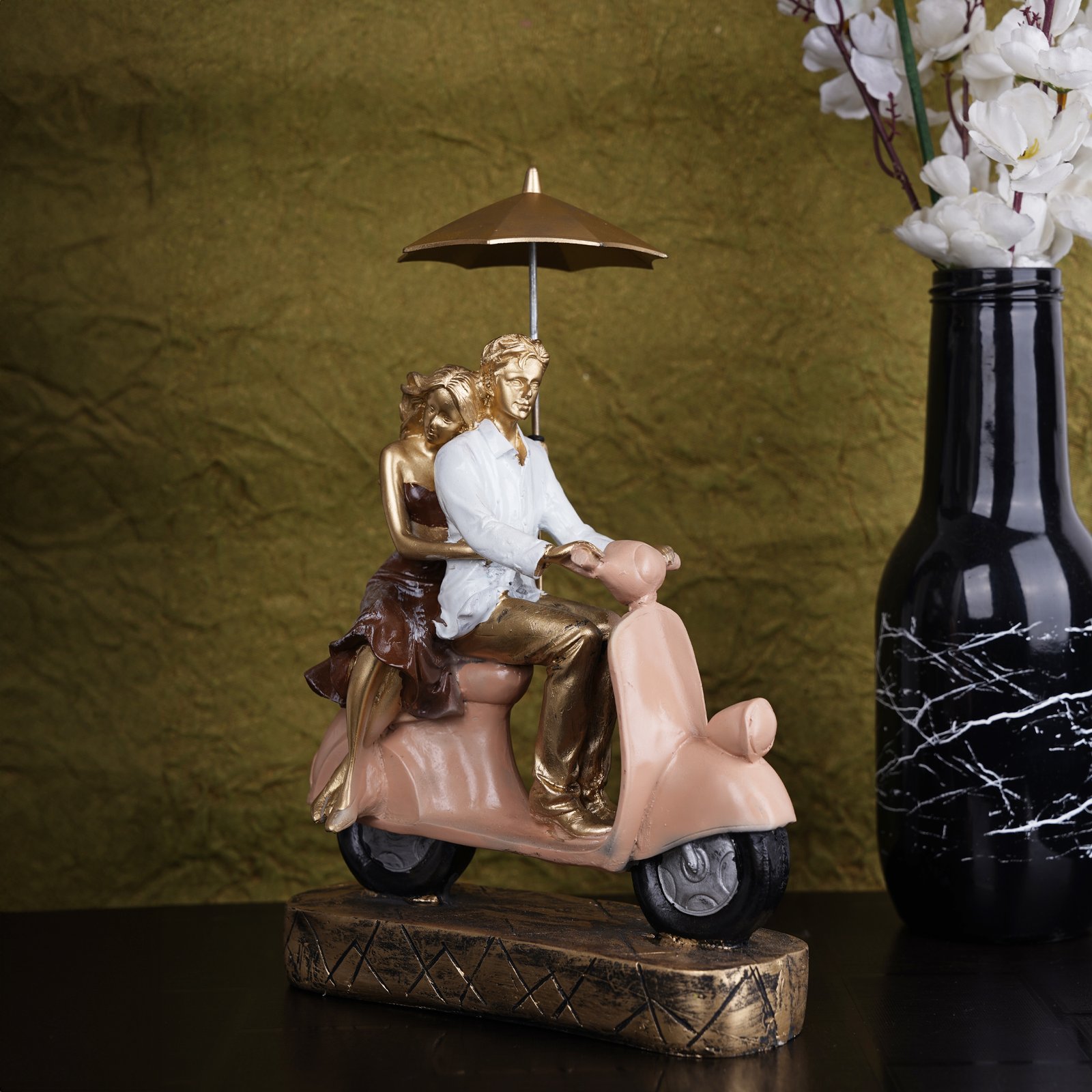 Valentine Special Love Couple on Scooter Home Decor Statue