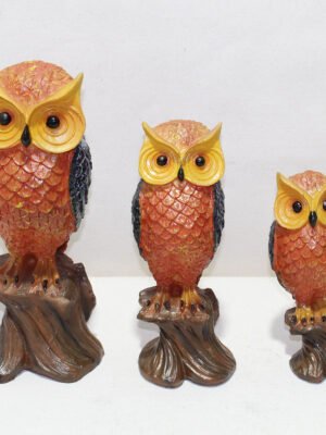 Owl showpiece tree design owl family statue set for home decor office and gift purpose
