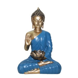 Blue Buddha Sitting Statue with Tea Light Holder