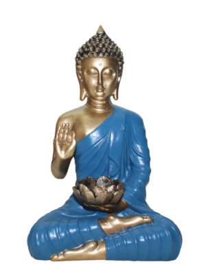 Blue Buddha Sitting Statue with Tea Light Holder
