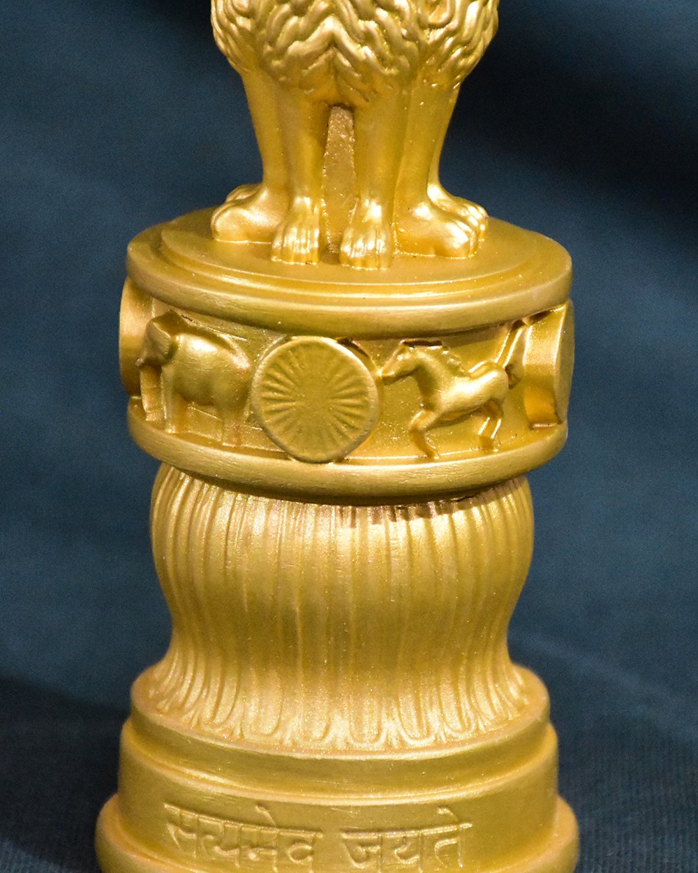 Ashoka Pillar desk showpiece in golden