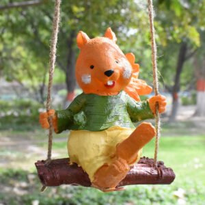 Swinging Boy Squirrel Figurine