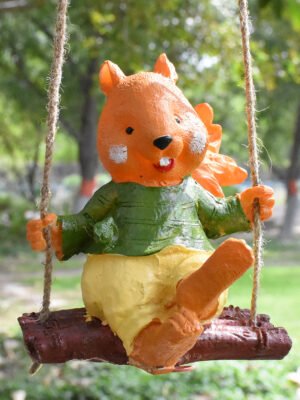 Swinging Boy Squirrel Figurine