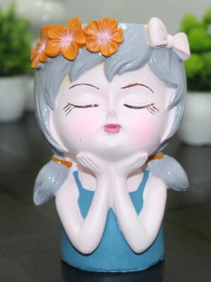 Cute Girl Resin Planter Pot