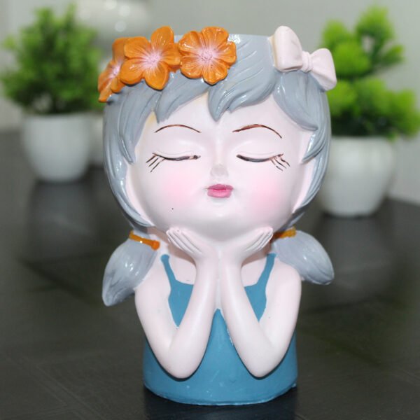 Cute Girl Resin Planter Pot