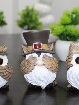 Christmas Owl Trio Statue | Decorative Home & Desk Showpiece