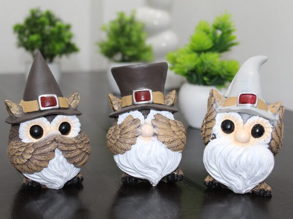 Christmas Owl Trio Statue | Decorative Home & Desk Showpiece