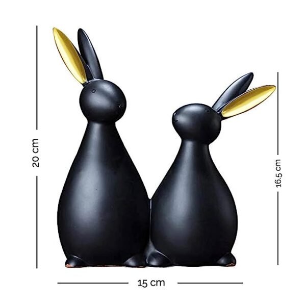 Matte Black Rabbit Couple Figurines | Modern Home Decor Set