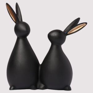 Matte-Black-Resin-Rabbit-Couple-Home-Decor-Statue