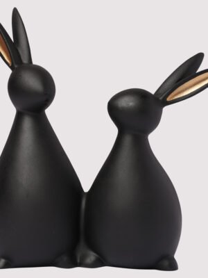 Matte-Black-Resin-Rabbit-Couple-Home-Decor-Statue
