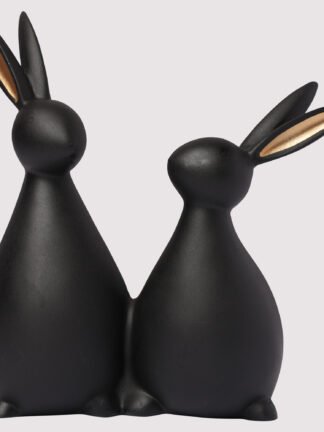 Matte-Black-Resin-Rabbit-Couple-Home-Decor-Statue