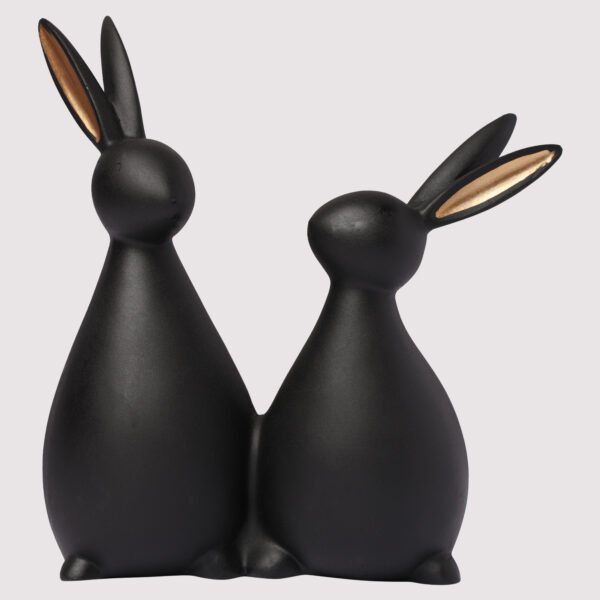 Matte-Black-Resin-Rabbit-Couple-Home-Decor-Statue