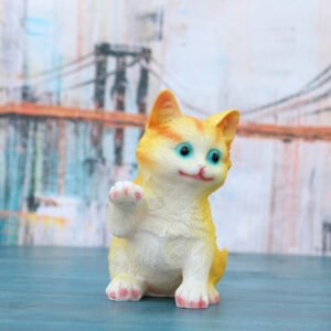 Little yellow cat idol figurine resin home decor showpiece