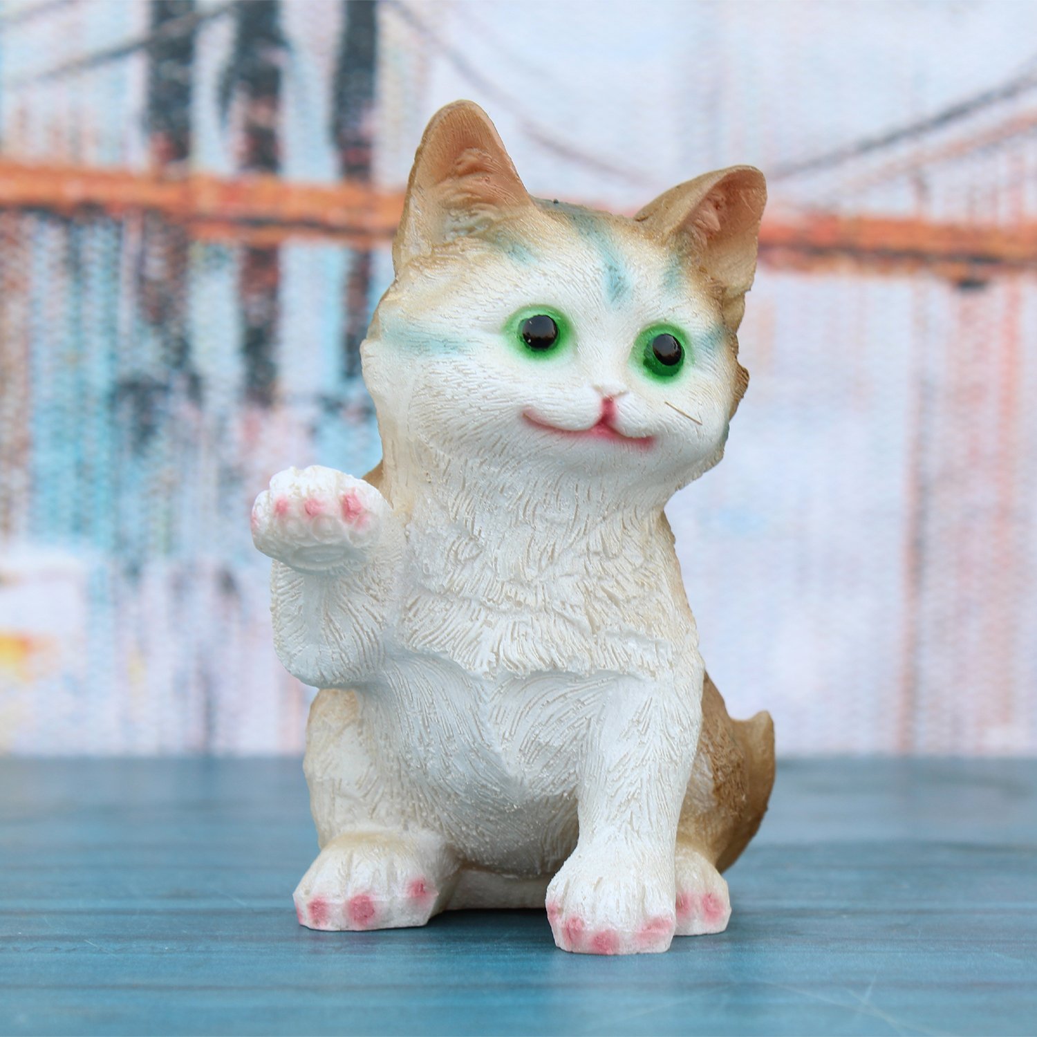 Little brown cat figurine resin home decor showpiece