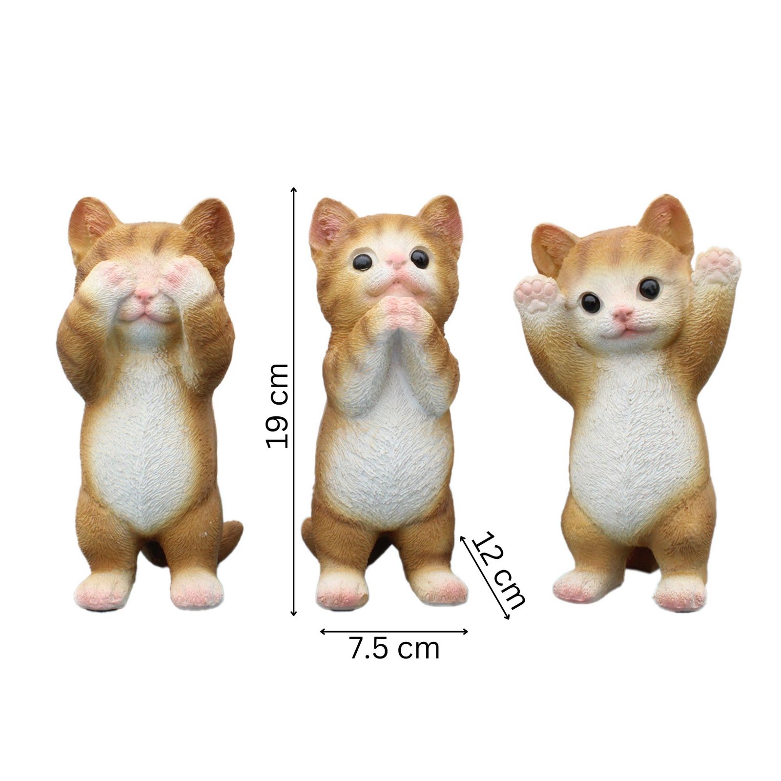 Cute mother cat resin figurine set of 3 for living room and bedroom