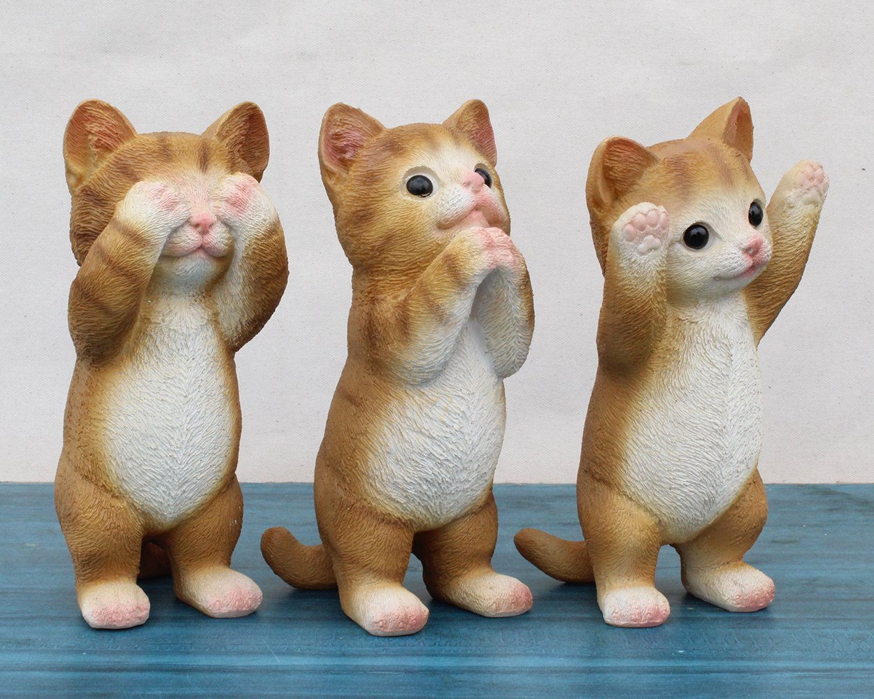 Cute mother cat resin figurine set of 3 for living room and bedroom