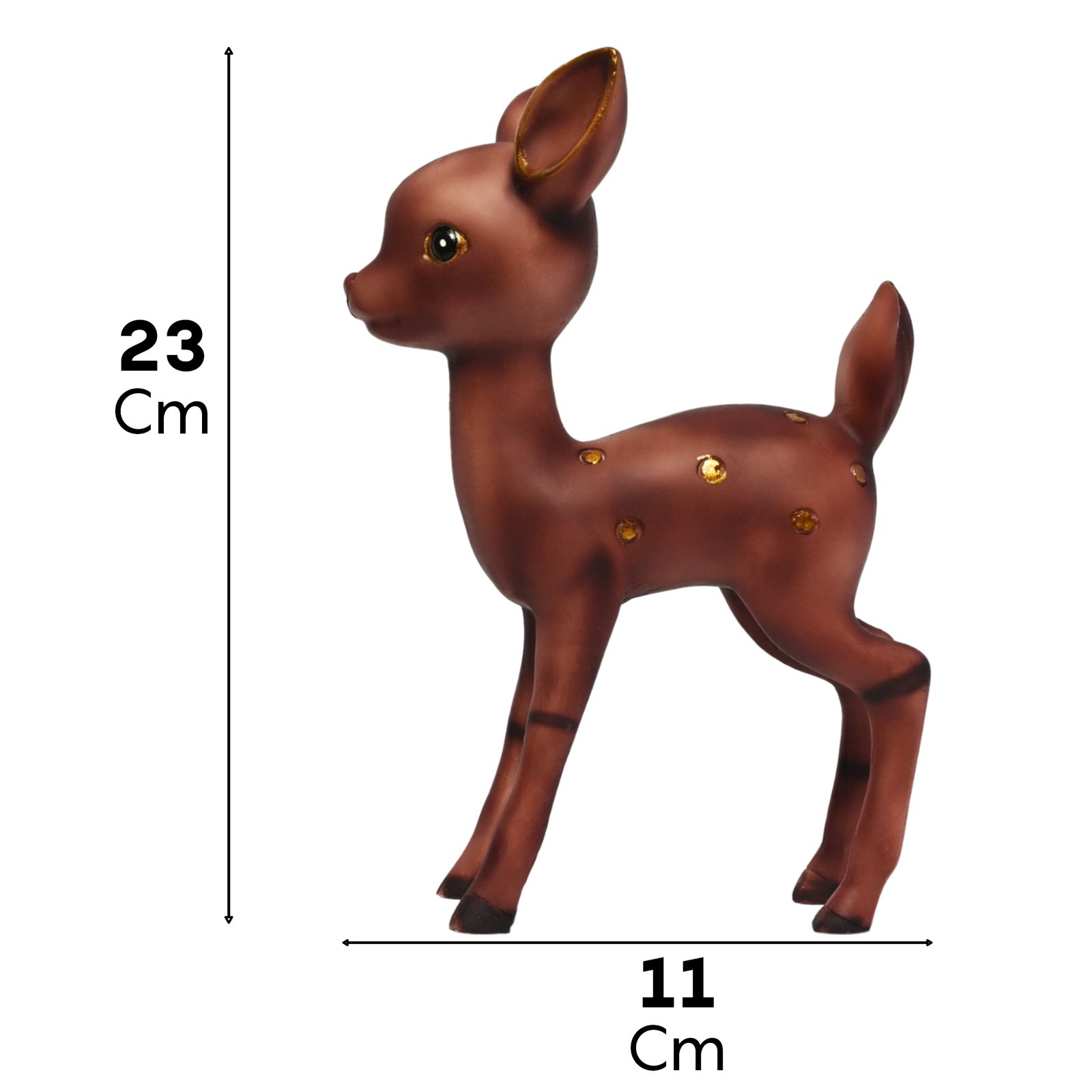 28cm height baby deer couple figurine dimensions and scale for home decor.