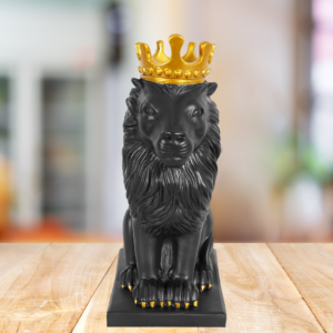 Black Lion King statue for home decor made of premium polyresin.