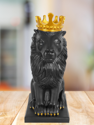 Black Lion King statue for home decor made of premium polyresin.