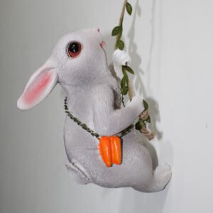 Climbing Bunny Statue for Garden Decor – Cute Bunny Rope Sculpture