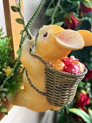 climbing rabbit resin figurine front view tree hugger miniature hanging decor
