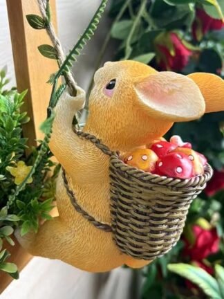 climbing rabbit resin figurine front view tree hugger miniature hanging decor
