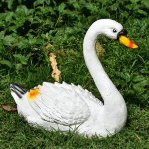 White Swan Resin Statue for Garden Decor.