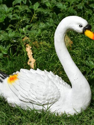 White Swan Resin Statue for Garden Decor.