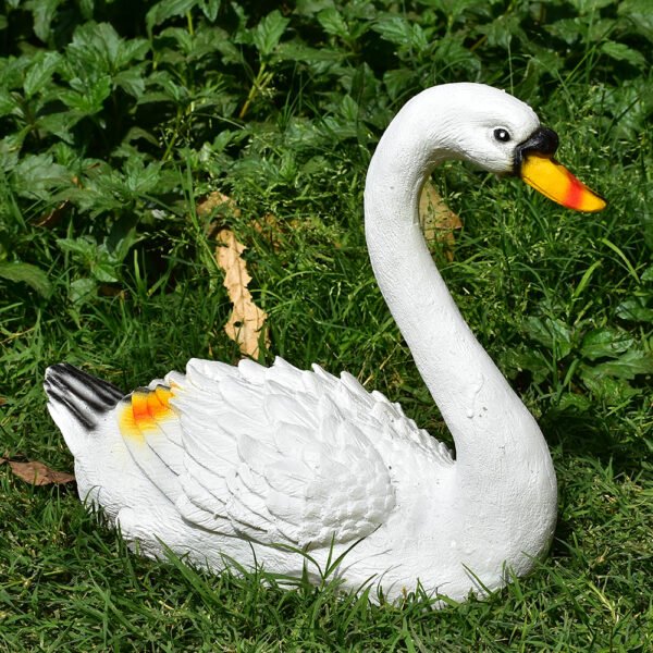 White Swan Resin Statue for Garden Decor.