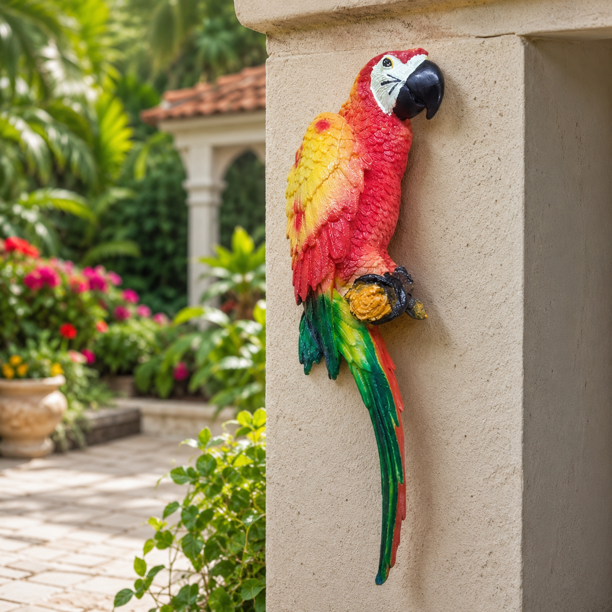 Macaw Parrot Statue for Home front view wall decor