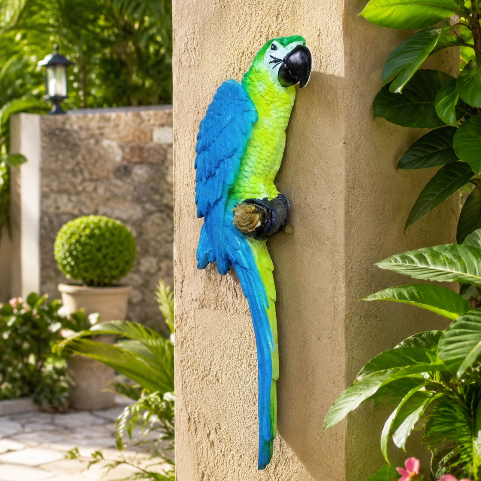Colorful Macaw Parrot Statue for Home wall decor front view