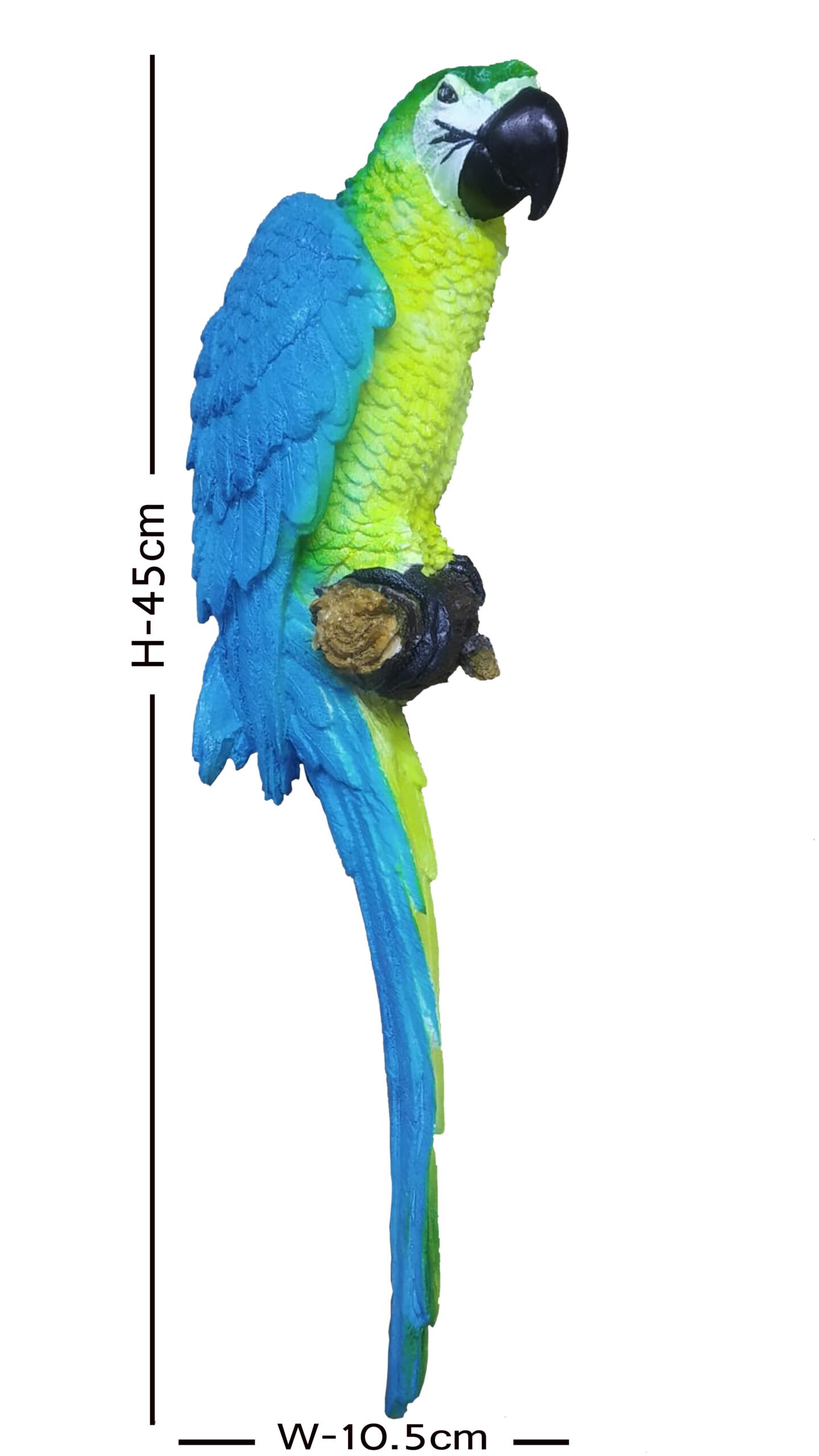 Macaw Parrot Statue for Home dimensions 11.5 x 10 x 45 cm