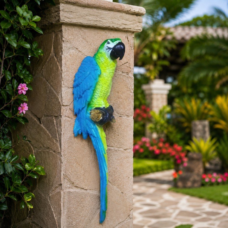 Macaw Parrot wall decor statue left angle view for home decoration