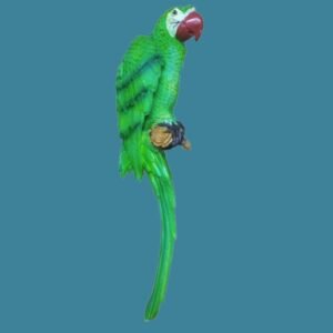 Green Macaw Parrot Wall Hanging Statue made of Polyresin for Home Decor, 18 Inch Decorative Bird Figurine