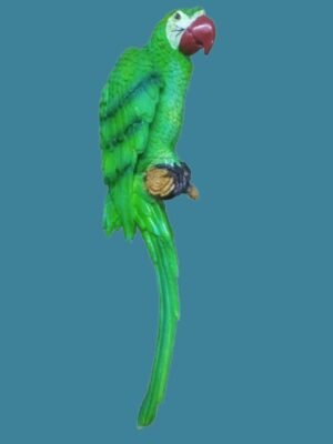 Green Macaw Parrot Wall Hanging Statue made of Polyresin for Home Decor, 18 Inch Decorative Bird Figurine
