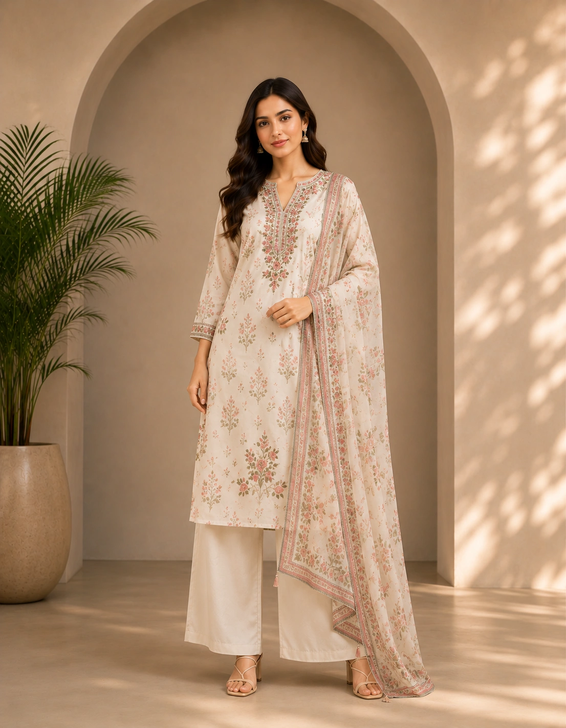 Designer Embroidered Kurti with Palazzo Set