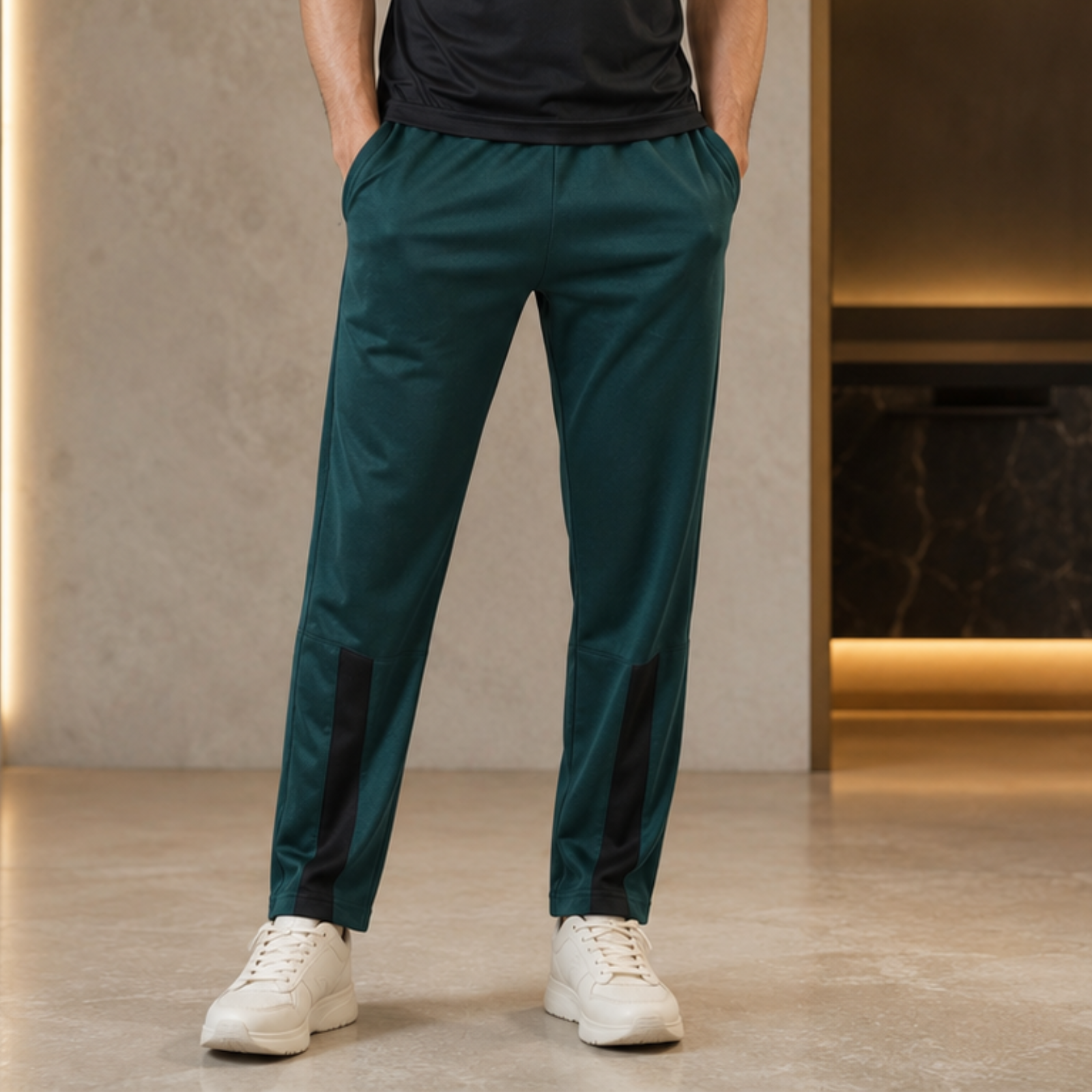 Men Dark Green Sports Track Pants | Regular Fit Gym & Running Lower - Image 4