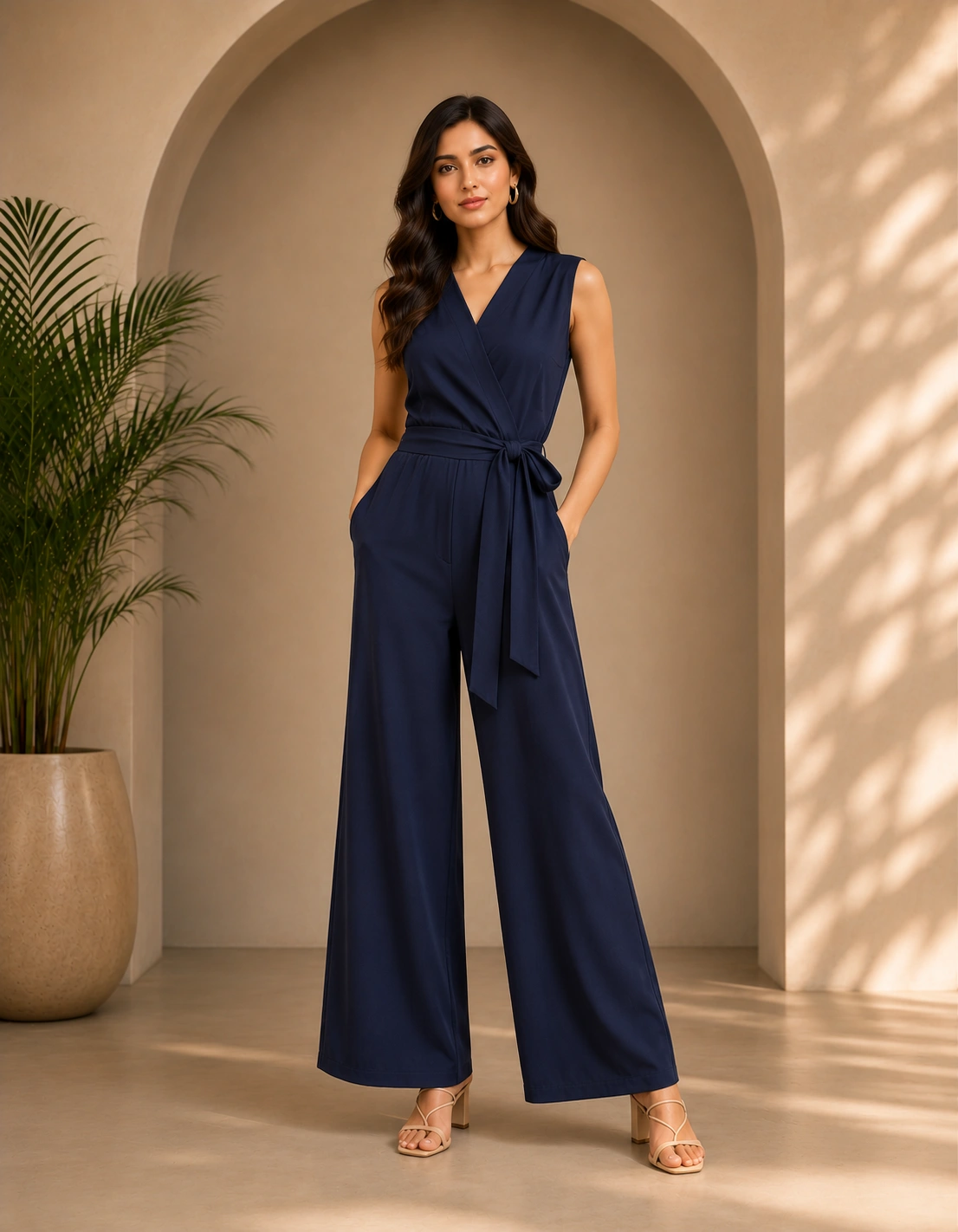 Navy Blue Wrap Jumpsuit