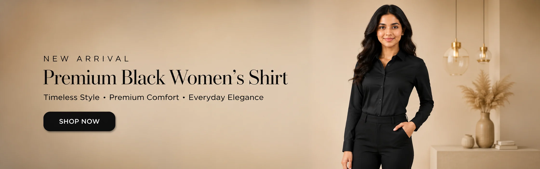 Voniva Fashion Premium Black Women Cotton Shirt Hero Banner
