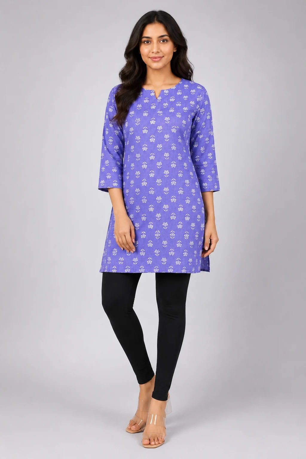 Voniva Fashion Women Lavender Blue Printed