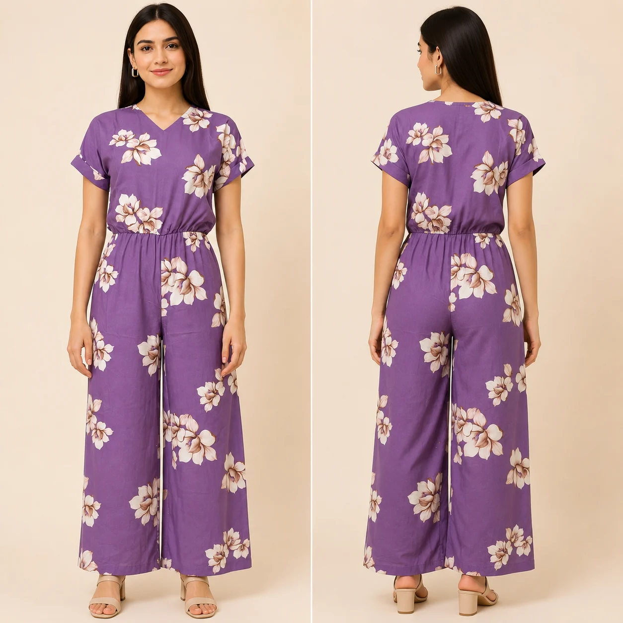 Women Printed Poly Crepe Jumpsuit | Stylish One Piece Casual & Party Wear Outfit - Image 4