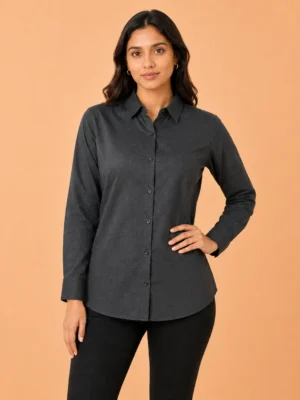 Women's Linen Blend Shirt front view by Voniva Fashion featuring a premium breathable linen blend fabric, classic shirt collar, comfortable fit, soft texture, and durable stitching. Ideal for casual wear, office wear, college, travel, and everyday styling.