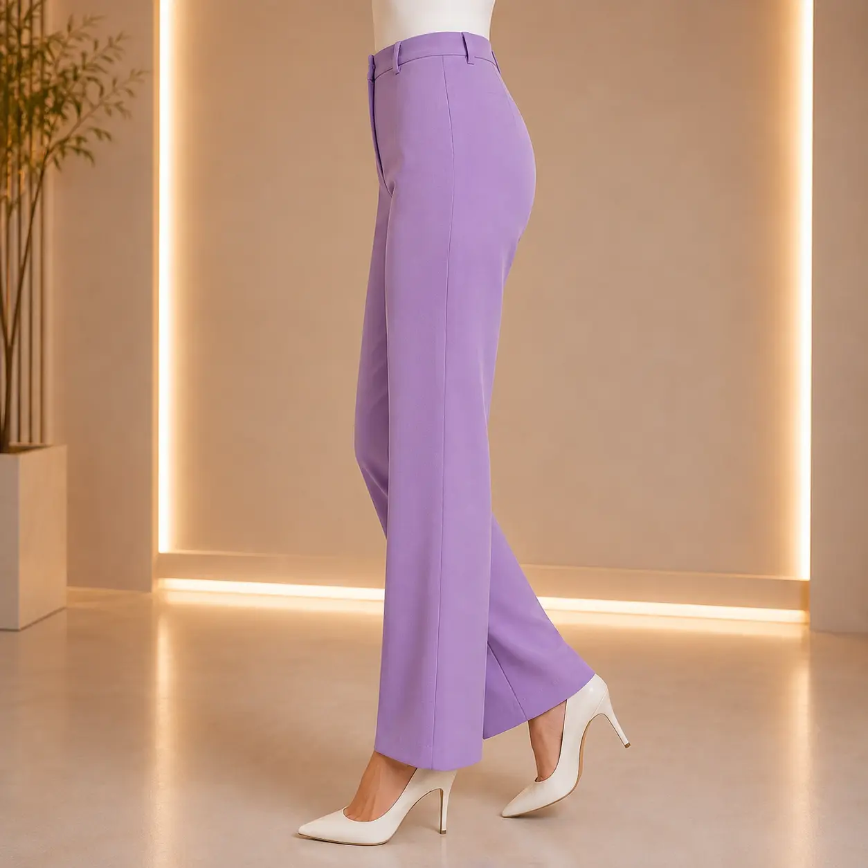 Women High Waist Straight Fit Flared Trousers - Image 8