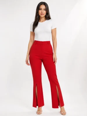 High-Waist Front Slit Trousers